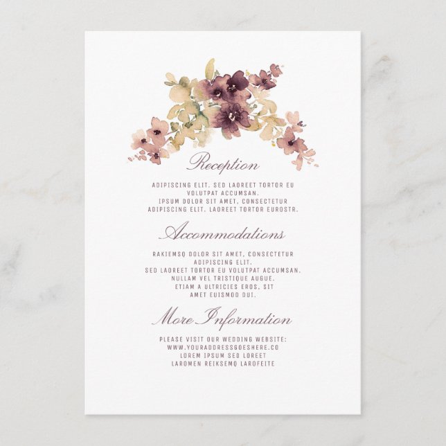 Vintage Blume für Hochzeiten Begleitkarte (Vorderseite)