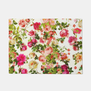 Vintage Blume für Sommerrosa-Rosen Fußmatte