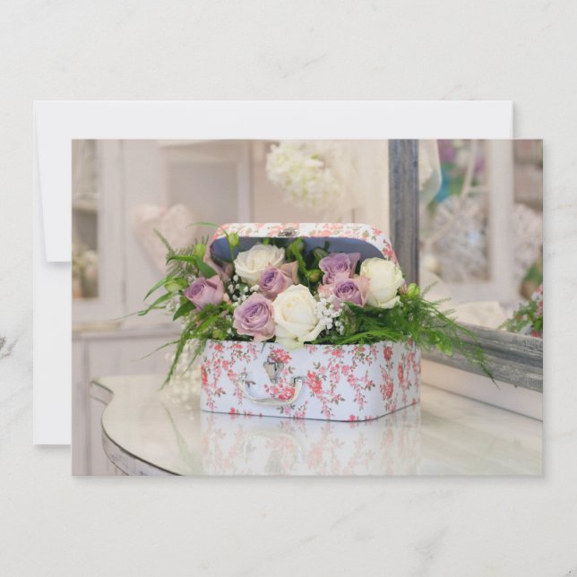 Vintage Blume Geschenkboxen Einladung (Vorderseite)