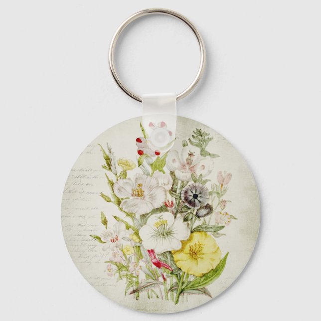 Vintage Blume gestrichen Bouquet Script 5 Schlüsselanhänger (Vorderseite)