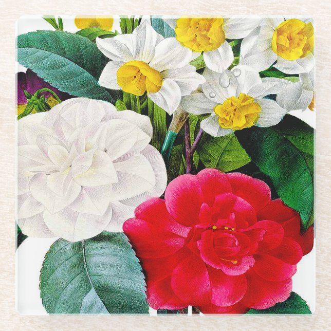 Vintage Blume Glasuntersetzer (Vorderseite)