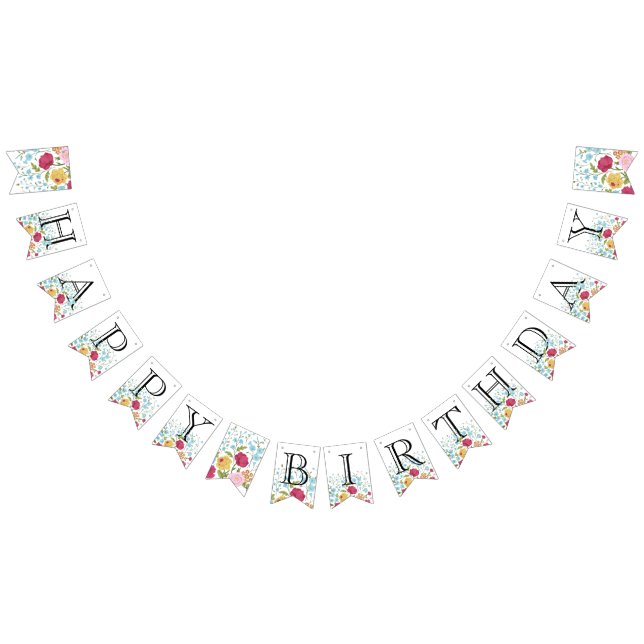 Vintage Blume glücklich Geburtstagsbanner Wimpelkette (Alle)