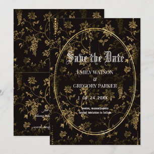 Vintage Blume, Goldrahmen Save the Date
