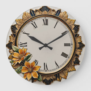 Vintage Blume Große Wanduhr