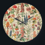 Vintage Blume Große Wanduhr<br><div class="desc">Bitte besuchen Sie mein Geschäft für mehr interessantes Design und mehr Farbwahl. => zazzle.com/colorfulworld*</div>