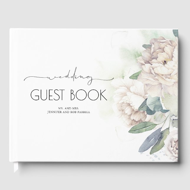 Vintage Blume Grüne Hochzeit Gästebuch (Vorderseite)