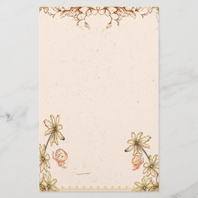 Vintage Blume Hochzeit Briefpapier (Vorderseite)