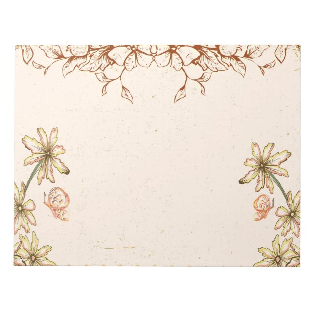 Vintage Blume Hochzeit Notizblock (Vorderseite)