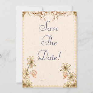 Vintage Blume Hochzeit speichern das Datum Einladung