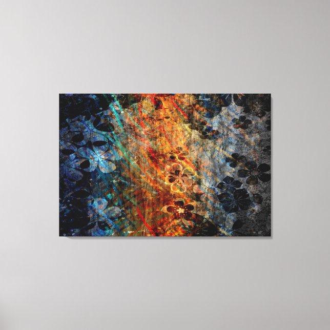 Vintage Blume Holzkunst Leinwanddruck (Vorderseite)