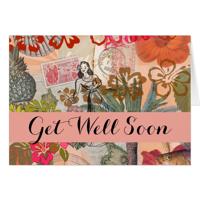 Vintage Blume Hula farbenfrohe hawaiianische tropi (Vorderseite (Horizontal))