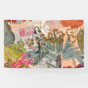 Vintage Blume Hula farbenfrohe hawaiianische tropi Banner