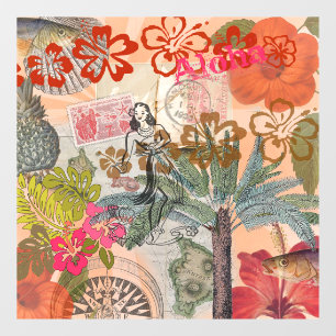 Vintage Blume Hula farbenfrohe hawaiianische tropi Fensteraufkleber