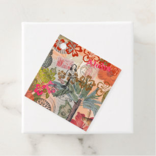 Vintage Blume Hula farbenfrohe hawaiianische tropi Geschenkanhänger