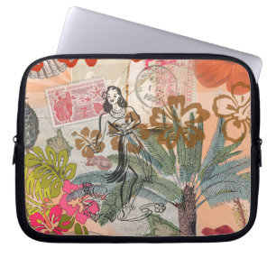 Vintage Blume Hula farbenfrohe hawaiianische tropi Laptopschutzhülle