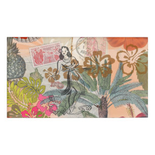Vintage Blume Hula farbenfrohe hawaiianische tropi Namenschild