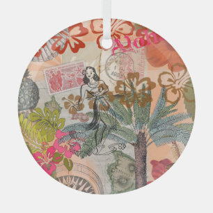 Vintage Blume Hula farbenfrohe hawaiianische tropi Ornament Aus Glas