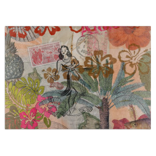 Vintage Blume Hula farbenfrohe hawaiianische tropi Schneidebrett
