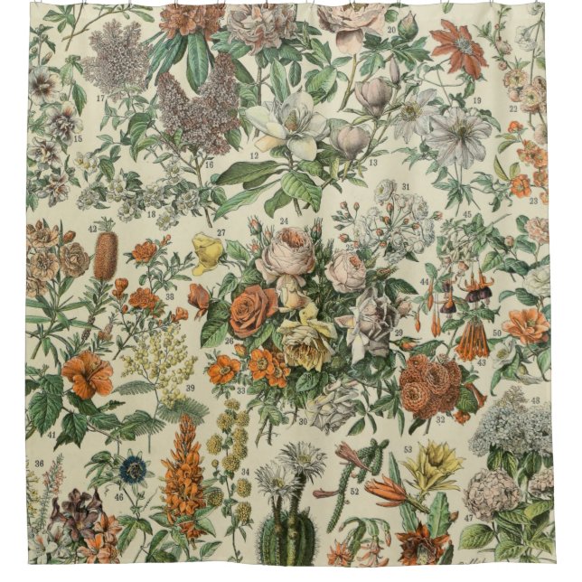 Vintage Blume Illustration Adolphe Millot Duschvorhang (Vorderseite)