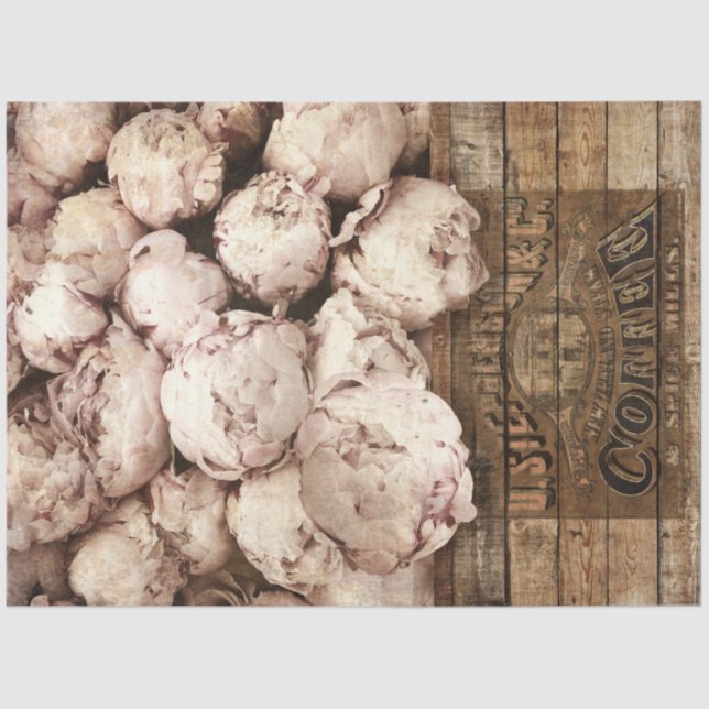 Vintage Blume im Kaffeekasten-Dekoupage Seidenpapier (Vorderseite)