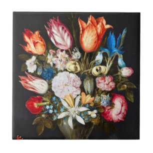 Vintage Blume in einem Glas von Ambrosius Bosschae Fliese