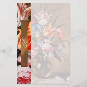 Vintage Blume in einer Vase   Mit Monogramm Statio Briefpapier