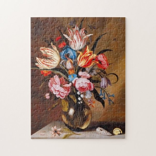 Vintage Blume in einer Vase Puzzle (Vertikal)