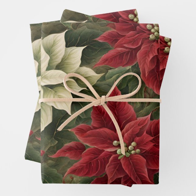 Vintage Blume in Rot und Weiß Geschenkpapier Set (Beispiel)