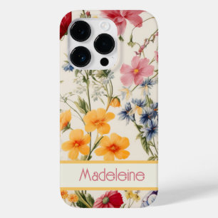 Vintage Blume in sanften Farben mit Namen Case-Mate iPhone 14 Pro Hülle