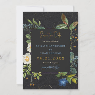 Vintage Blume in Schwarz und Gold Save the Date