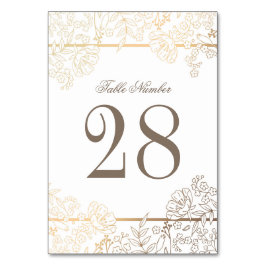 Vintage Blume in Weiß und Gold Tischnummer
