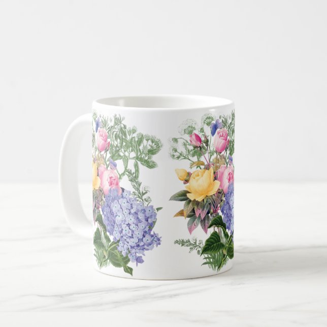 Vintage Blume Kaffeepause Tasse (Vorderseite Links)
