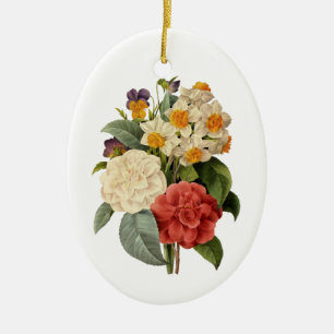 Vintage Blume, Kamelien und Narzissen, Redoute Keramikornament