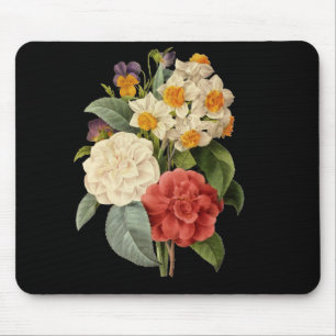 Vintage Blume, Kamelien und Narzissen, Redoute Mousepad