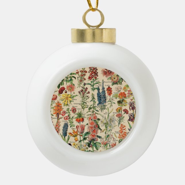 Vintage Blume Keramik Kugel-Ornament (Vorderseite)