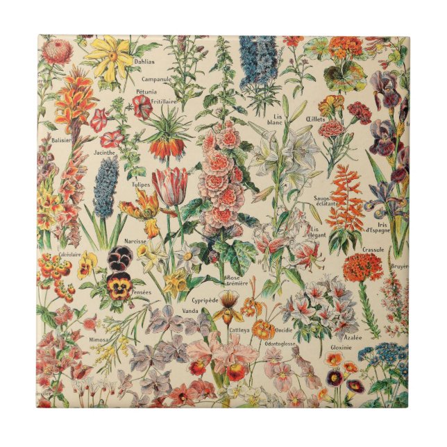 Vintage Blume Keramik Tile Fliese (Vorderseite)