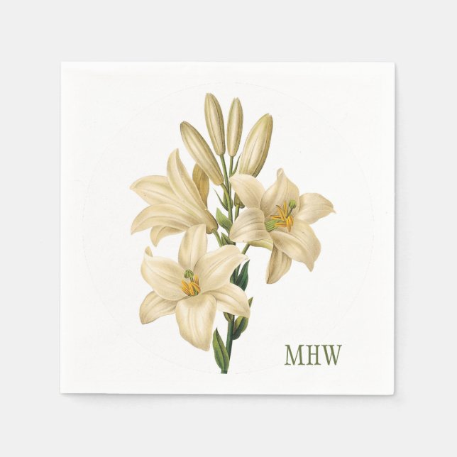 Vintage Blume, kundenspezifische Monogramm-Papiers Serviette (Vorderseite)