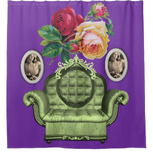 Vintage Blume lila Duschvorhang