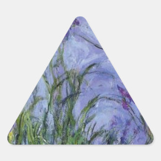 Vintage Blume lilac-irises-1917 monet. Dreieckiger Aufkleber