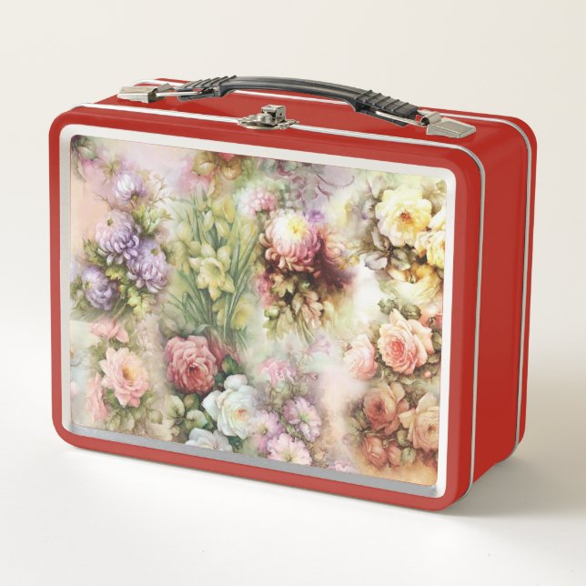 Vintage Blume Metall Brotdose (Vorderseite)