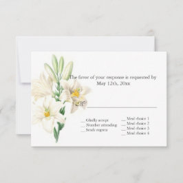 Vintage Blume mit blühender Lilie UAWG Hochzeit RSVP Karte