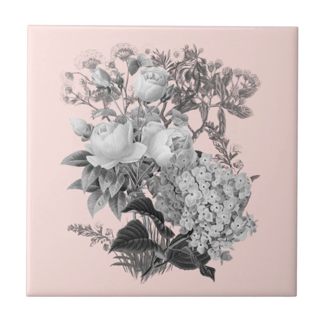 Vintage Blume mit Dusty Pink Fliese (Vorderseite)