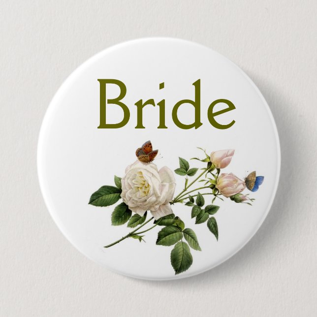 Vintage Blume mit Rosa Braut oder Bräutigam Button (Vorderseite)