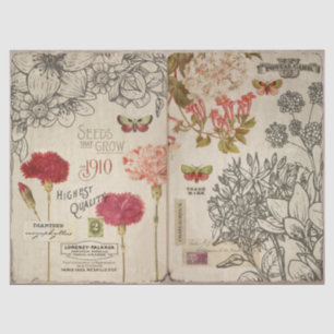 Vintage Blume Moths und Ephemera Decoupage Seidenpapier