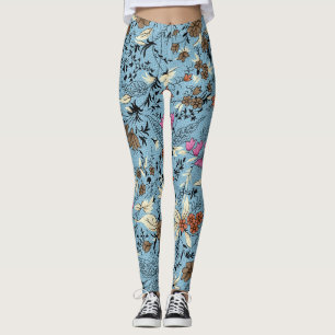 Vintage Blume Muster, blauer Hintergrund. Leggings
