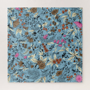 Vintage Blume Muster, blauer Hintergrund. Puzzle