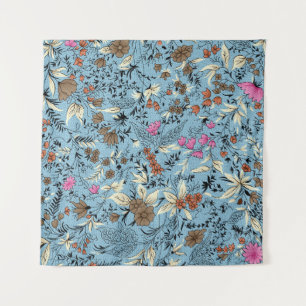 Vintage Blume Muster, blauer Hintergrund. Wandteppich