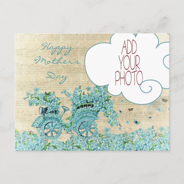 Vintage Blume - Muttertag glücklich Postkarte (Vorderseite)
