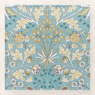 Vintage Blume, nahtlos blaue Blattspalte Glasuntersetzer