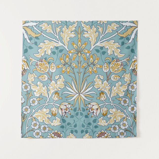 Vintage Blume, nahtlos blaue Blattspalte Wandteppich (Vorderseite)